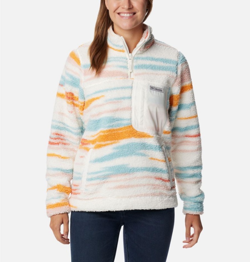 White Women\'s Columbia West Bend Quarter Zip Fleece Pullover | NRVQF-2709