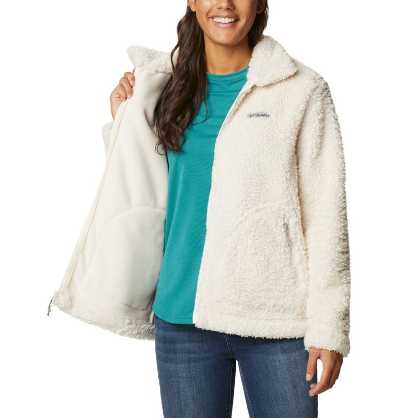 White Women's Columbia Winter Pass Sherpa Full Zip Fleece Jacket | QAUGN-6809