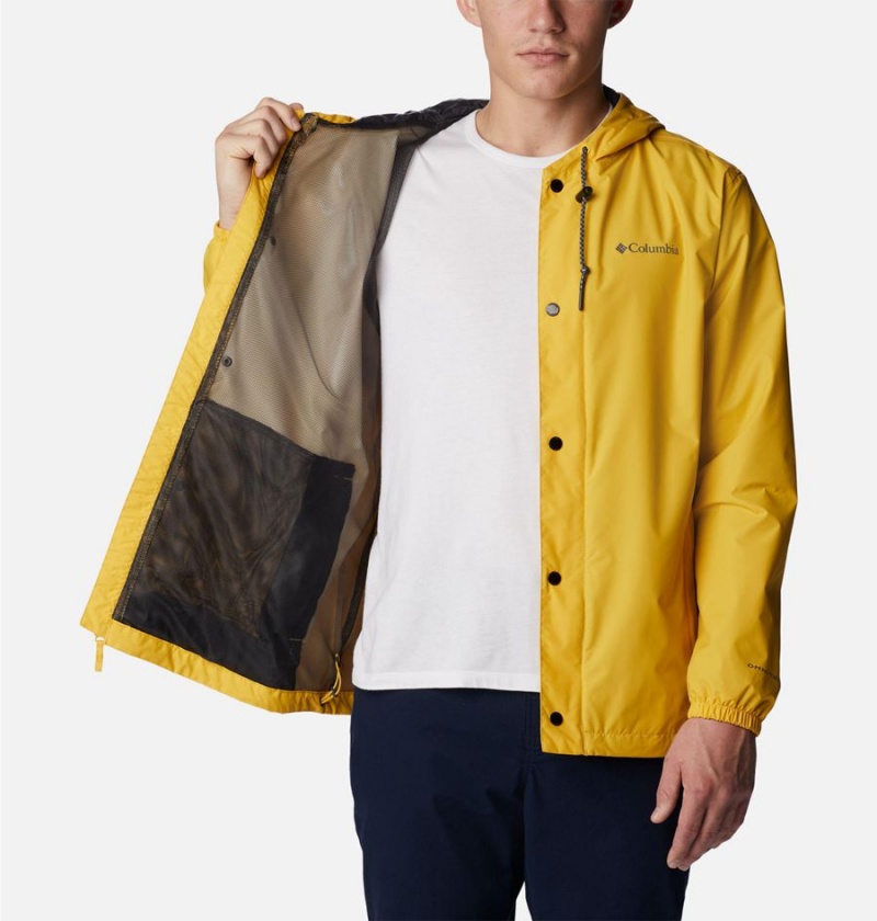 Yellow Men's Columbia Cedar Cliff Rain Jacket | JUCYS-3640