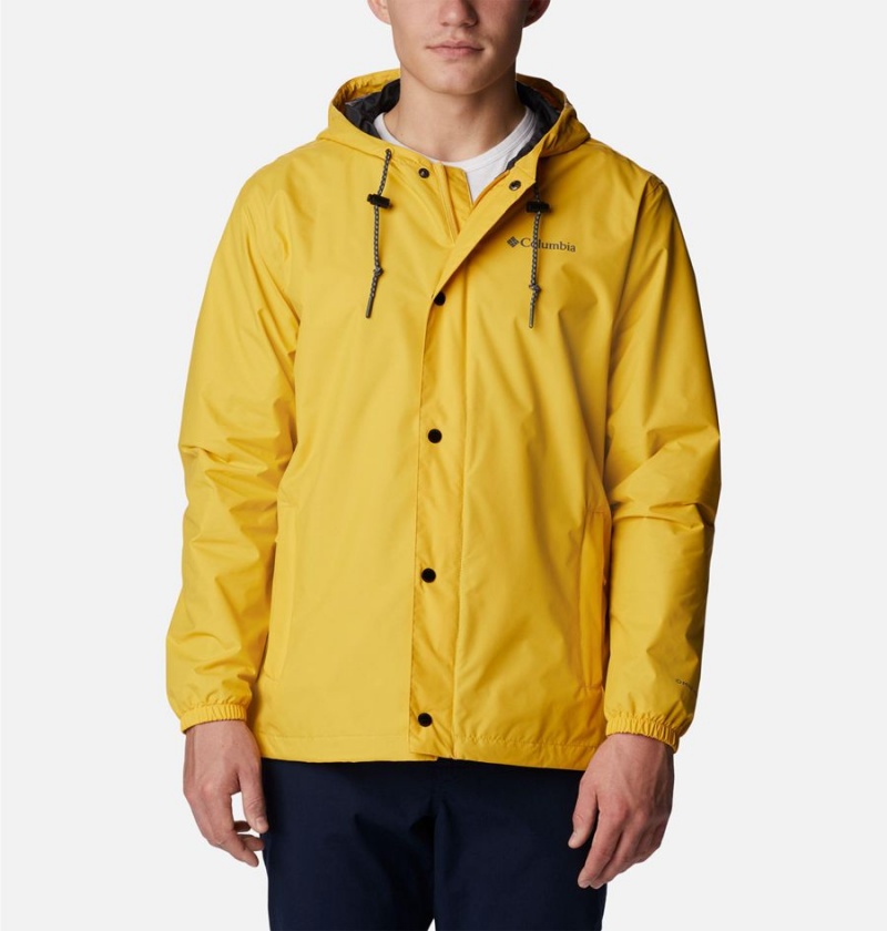 Yellow Men\'s Columbia Cedar Cliff Rain Jacket | JUCYS-3640