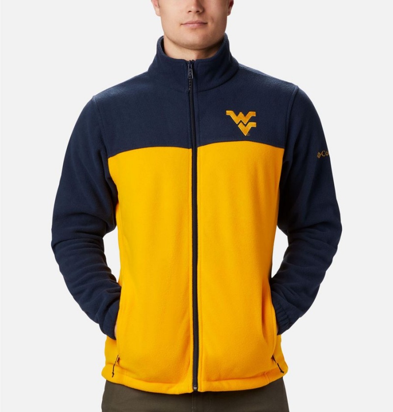 Yellow Men's Columbia Collegiate Flanker III - West Virginia University Fleece Jacket | XPNDB-5368