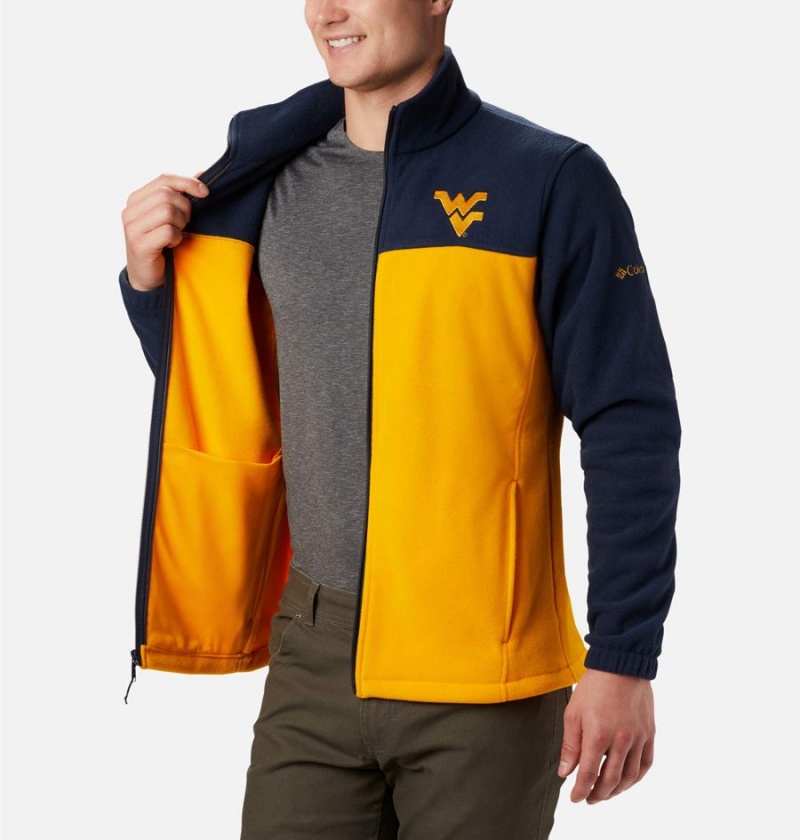 Yellow Men's Columbia Collegiate Flanker III - West Virginia University Fleece Jacket | XPNDB-5368