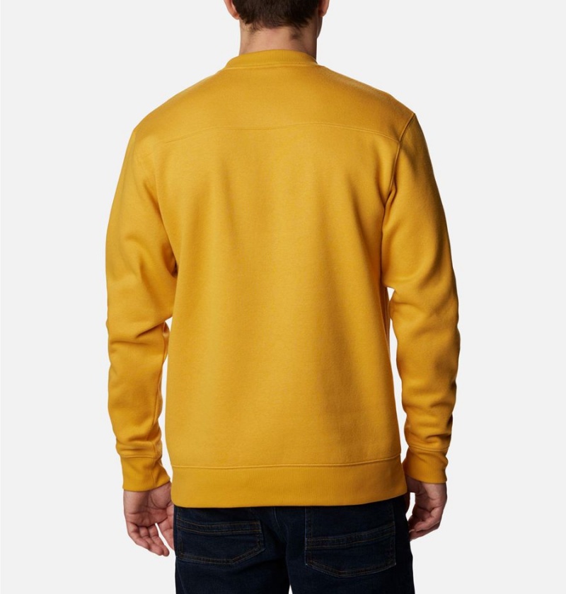 Yellow Men's Columbia Hart Mountain II Crew Sweatshirt | OWEVZ-0173