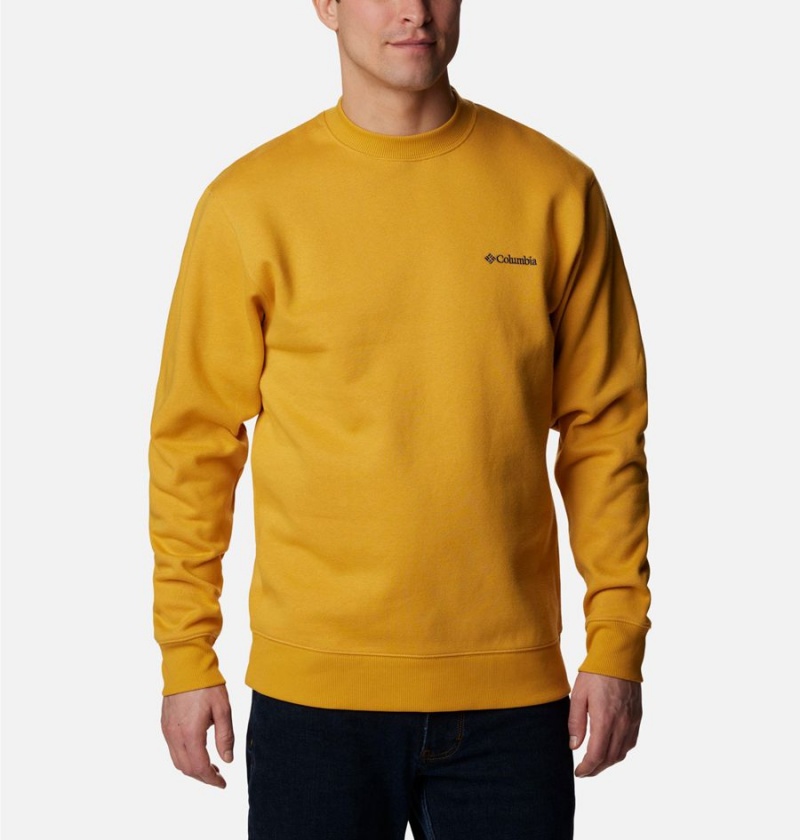 Yellow Men\'s Columbia Hart Mountain II Crew Sweatshirt | OWEVZ-0173