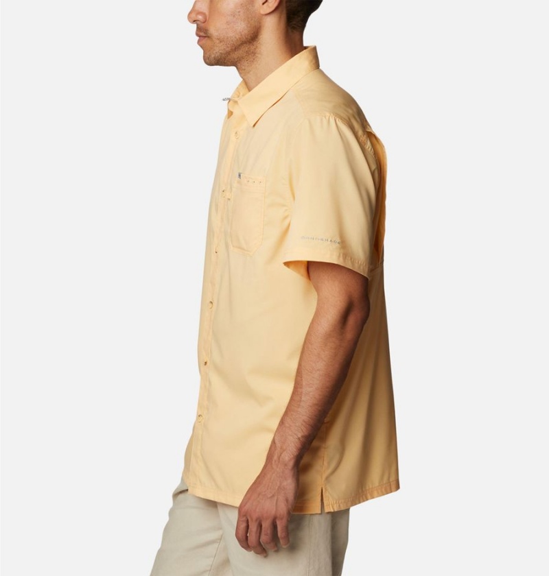 Yellow Men's Columbia PFG Slack Tide Camp Shirt | MPFHX-1830