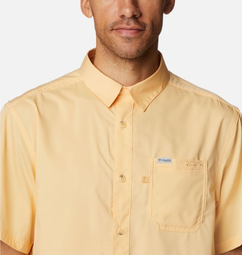 Yellow Men's Columbia PFG Slack Tide Camp Shirt | MPFHX-1830