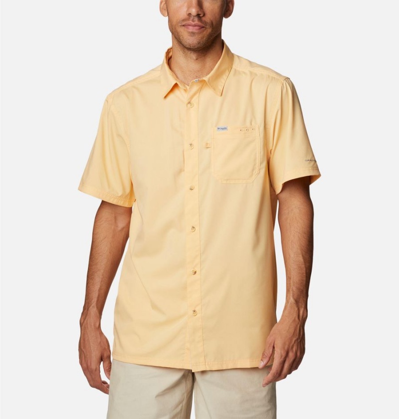 Yellow Men\'s Columbia PFG Slack Tide Camp Shirt | MPFHX-1830