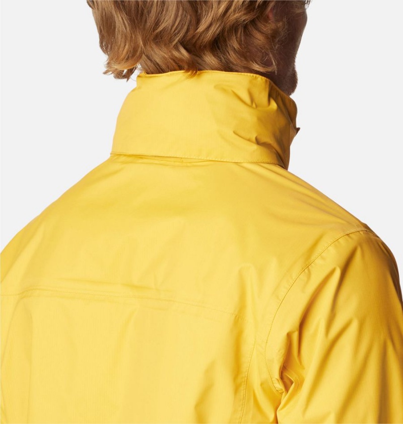 Yellow Men's Columbia Pouration Rain Jacket | HMGLI-5408