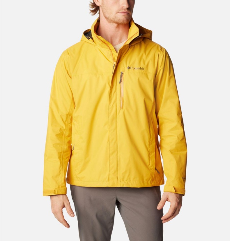 Yellow Men\'s Columbia Pouration Rain Jacket | HMGLI-5408