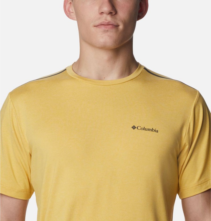 Yellow Men's Columbia Tech Trail Crew Neck T-Shirt | VZKTW-1902