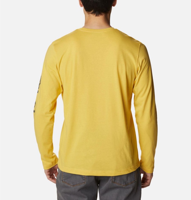 Yellow Men's Columbia Thistletown Hills Long Sleeve Logo T-Shirt | UEHWZ-1984