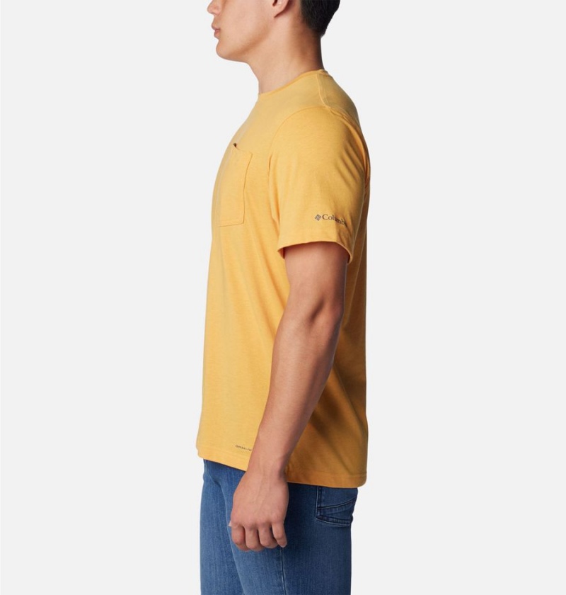 Yellow Men's Columbia Thistletown Hills Pocket T-Shirt | RXSNP-1509