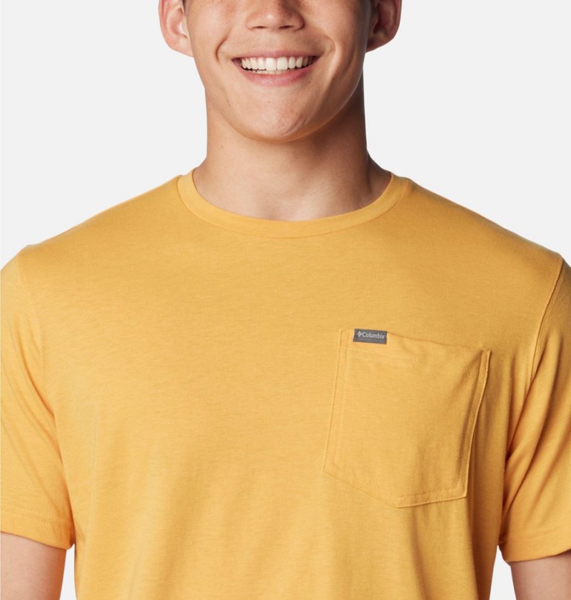 Yellow Men's Columbia Thistletown Hills Pocket T-Shirt | RXSNP-1509