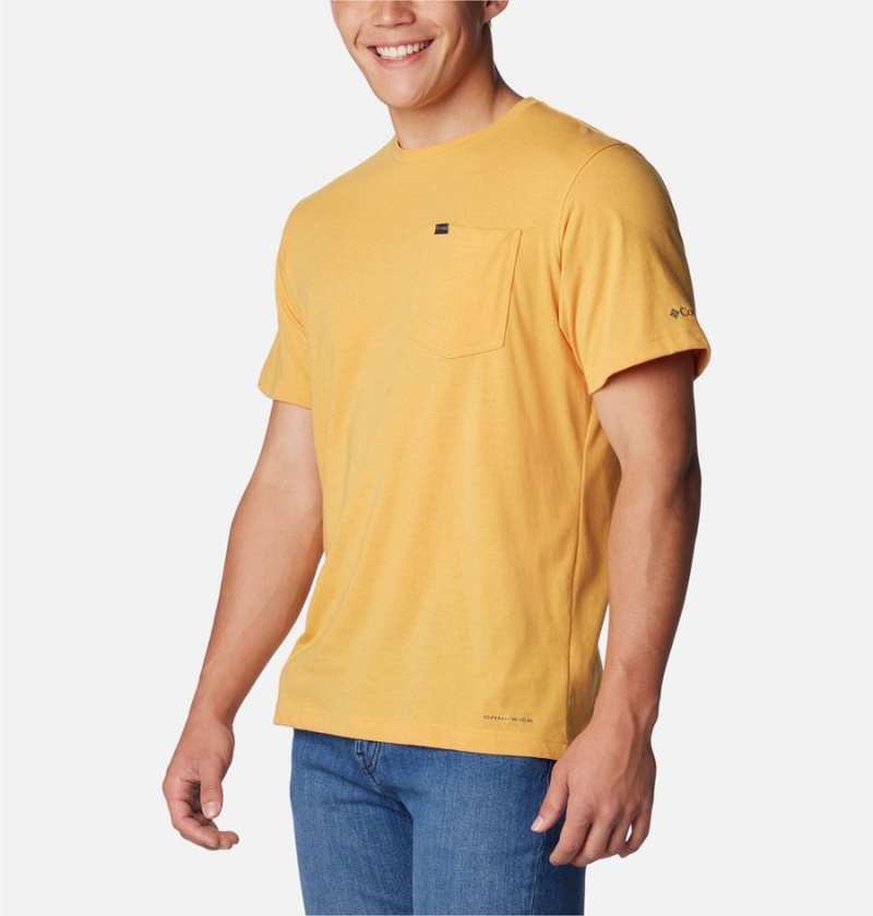 Yellow Men's Columbia Thistletown Hills Pocket T-Shirt | RXSNP-1509