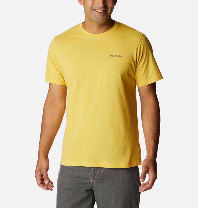 Yellow Men\'s Columbia Thistletown Hills Short Sleeve T-Shirt | FGXEK-8324