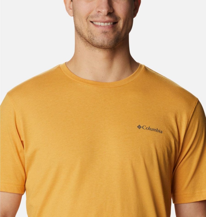 Yellow Men's Columbia Thistletown Hills Short Sleeve T-Shirt | DGIPF-3970