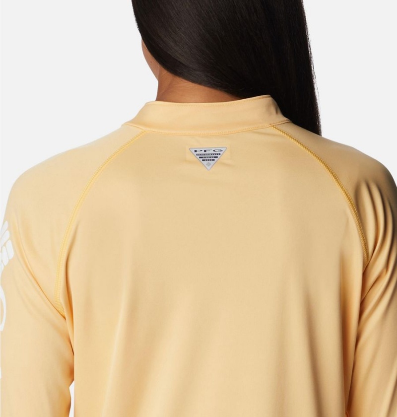 Yellow Women's Columbia PFG Tidal Quarter Zip Long Sleeve T-Shirt | SPOWY-8609